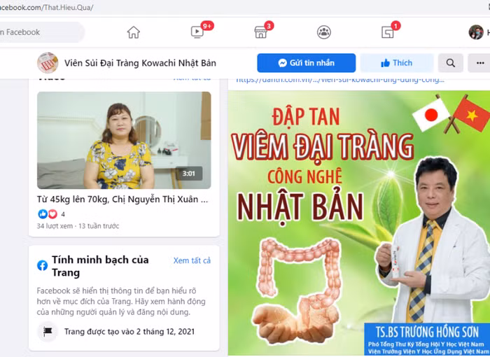 Hình ảnh quảng cáo Viên sủi Kowachi trên mạng xã hội