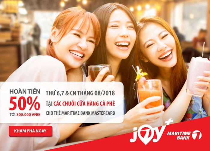 Hoàn tiền 300.000 cho chủ thẻ Maritime Bank khi uống cafe