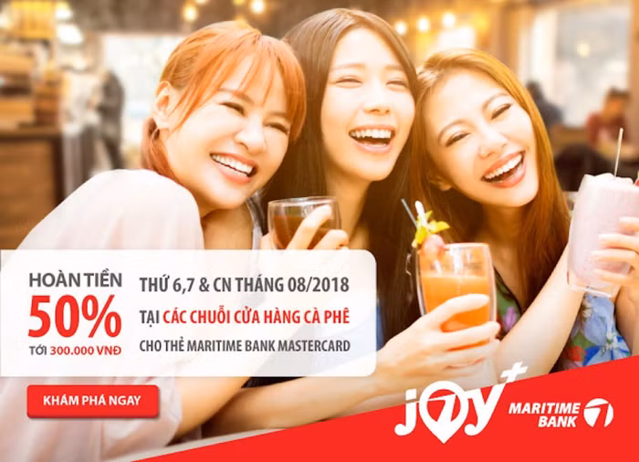Hoàn tiền 300.000 cho chủ thẻ Maritime Bank khi uống cafe