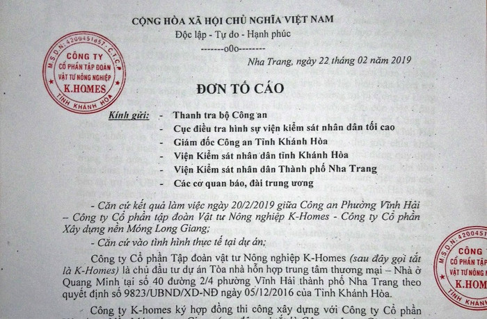 Dự án K-Homes Nha Trang: Bị chủ đầu tư chấm dứt hợp đồng, nhà thầu kiện ngược