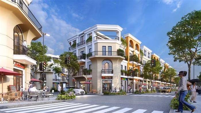 Shophouse Sài Gòn Town với lợi thế 2 mặt kinh doanh, vỉa hè rộng đến 11m. Ảnh 3D dự án. Thắng Lợi Land