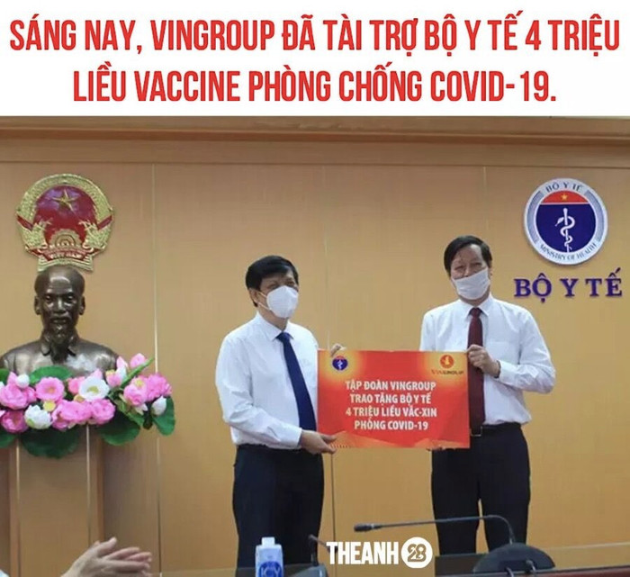 Vingroup hỗ trợ ngành y tế số tiền tương đương 4 triệu liều vaccine