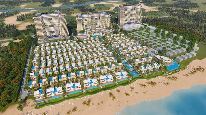 Phối cảnh 1 tổ hợp biệt thự và khách sạn 5 sao nằm trên cung đường biển tỷ đô, hứa hẹn sẽ trở thành biểu tượng du lịch của Đà Nẵng