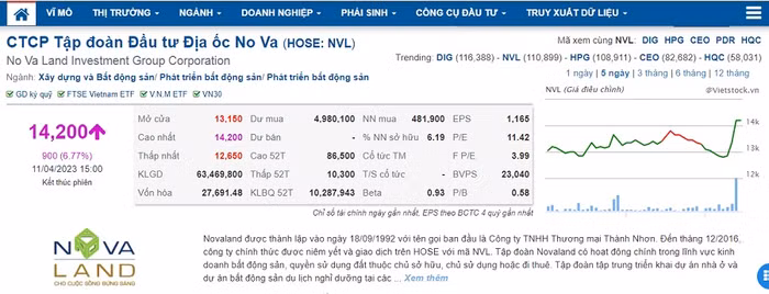 cổ phiếu NVL