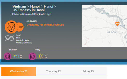 Cảnh báo: Hà Nội đang trong chu kỳ ô nhiễm không khí nguy hại ảnh 1 Cảnh báo: Hà Nội đang trong chu kỳ ô nhiễm không khí nguy hại ảnh 1