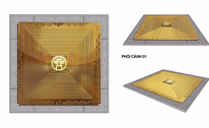 Cột mốc Km0 là tấm đồng hình vuông nguyên khối đặt phẳng với mặt sân khu vực trước tượng đài Lý Thái Tổ - Nguồn: Ban tổ chức cung cấp