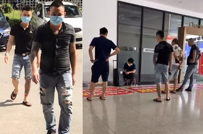 Hình ảnh về nhóm giang hồ ăn mặc bặm trợn được cư dân ghi lại