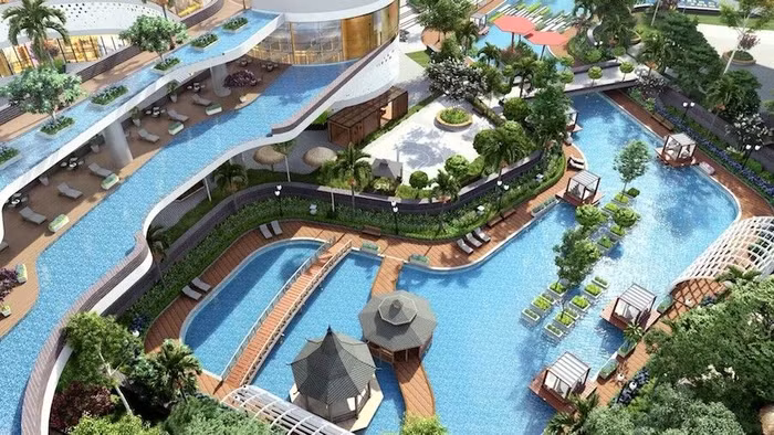 Tầm nhìn nội khu tuyệt đẹp của Sunshine Diamond River với sự kết hợp hoàn hảo giữa các tầng nước và cây xanh