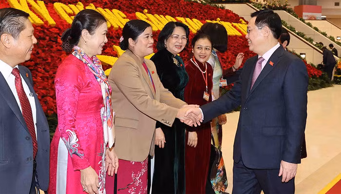 Đồng chí Vương Đình Huệ, Ủy viên Bộ Chính trị, Bí thư Thành ủy Hà Nội tham dự khai mạc Đại hội. Ảnh: TTXVN