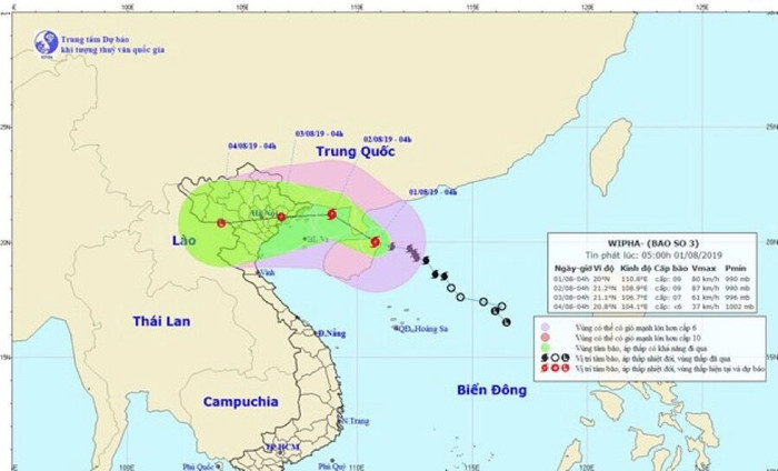 Tối 1/8, bão số 3 vào Vịnh Bắc Bộ, có khả năng mạnh thêm