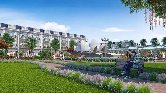 Một góc công viên kỳ quan kiến trúc thế giới Century Park tái hiện mô hình nhà hát Opera Sydney (Úc)