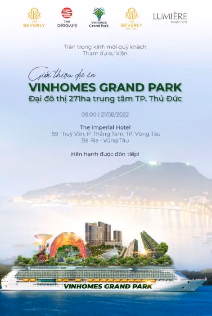 Đưa Vinhomes Grand Park đến Vũng Tàu, Vinhomes dự kiến “tạo sóng” mới tại thị trường Đông Nam Bộ