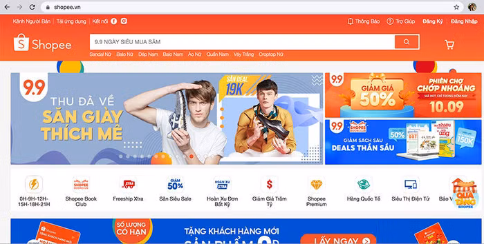 Giao diện sàn thương mại điện tử Shopee