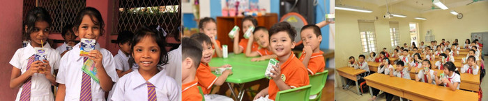 61 triệu trẻ em ở 41 quốc gia khác nhau đã được tặng sữa hoặc đồ uống bổ dưỡng đóng trong hộp giấy Tetra Pak thông qua các chương trình dinh dưỡng học đường.