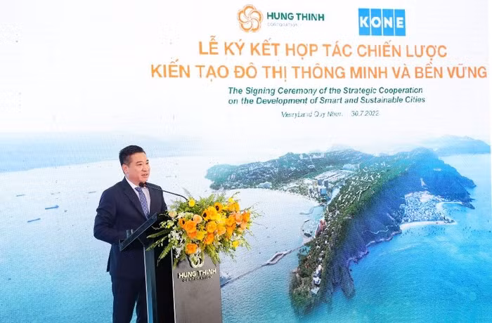 Ông Nguyễn Đình Trung, Chủ tịch Tập đoàn Hưng Thịnh phát biểu tại sự kiện