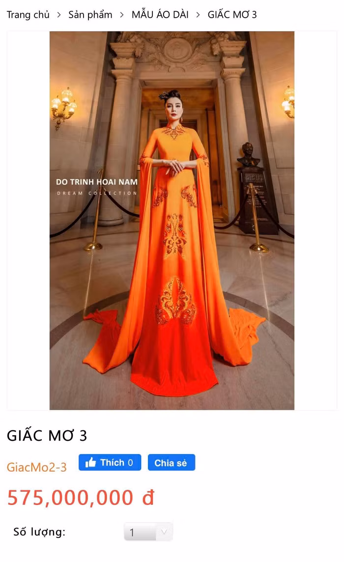 Trên website áo dài mang tên Giấc mơ 3. (Ảnh: Int)