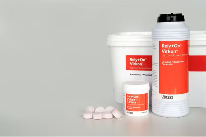 Rely+On Virkon from LANXESS/ Sản phẩm khử trùng diệt khuẩn Rely+On Virkon của LANXESS. (Ảnh: LANXESS)