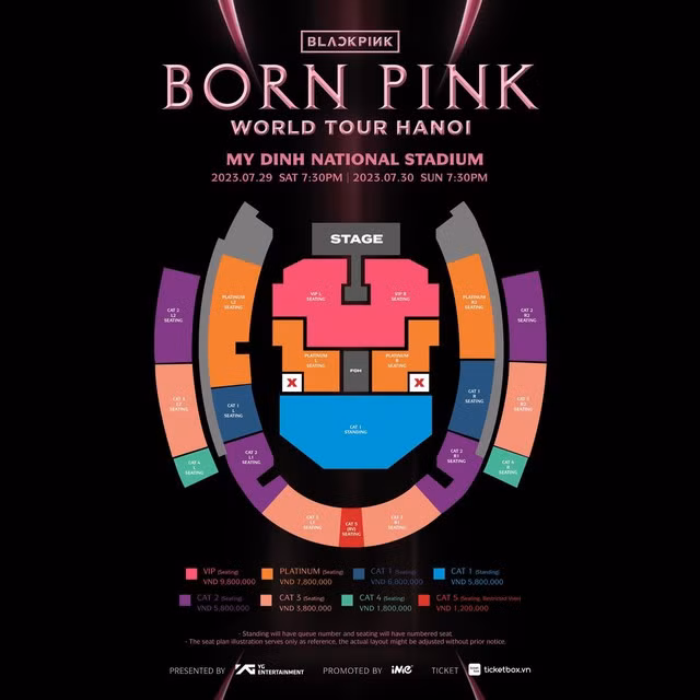 giá vé và sơ đồ concert Blackpink