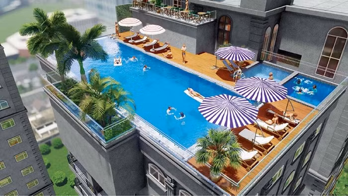 Tiện ích bể bơi vô cực tại Khu căn hộ cao cấp Paris Hoàng Kim