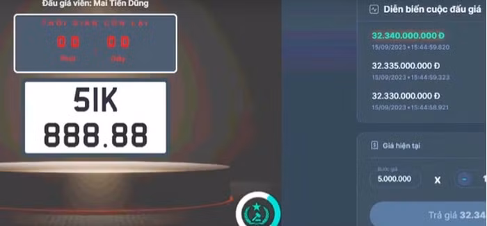 Biển số ô tô 51K-888.88 với mức đấu giá kỷ lục 32,3 tỷ đồng.