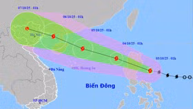 Dự báo vị trí và hướng di chuyển bão Matmo lúc 1h sáng 3/10