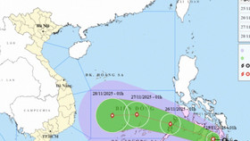 Hướng di chuyển của áp thấp nhiệt đới sau đó mạnh lên thành bão