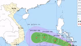 Hướng di chuyển của áp thấp nhiệt đới sau đó mạnh lên thành bão