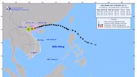 Hướng di chuyển của bão số 3 Wipha. Nguồn: NCHMF