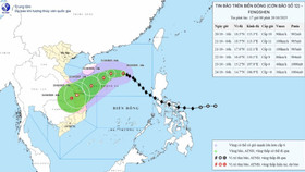 Hướng di chuyển của bão số 12, cập nhật chiều 20/10