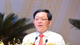 Ông Hồ Quốc Dũng phát biểu tại Đại hội đại biểu Đảng bộ tỉnh Gia Lai lần thứ 1, nhiệm kỳ 2025-2030, diễn ra ngày 3/10