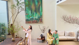 Chiều 11/2, diễn viên Midu chia sẻ hình ảnh biệt thự được phủ kín sắc xuân với đào, mộc lan và tuyết mai khoe sắc. Không gian sống đã được cô hoàn tất trang hoàng, sẵn sàng chào đón một mùa Tết rực rỡ và an lành