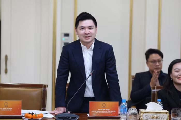 Tân Phó Chủ tịch Hiệp hội Doanh nghiệp nhỏ và vừa thành phố Hà Nội Đỗ Vinh Quang phát biểu tại sự kiện