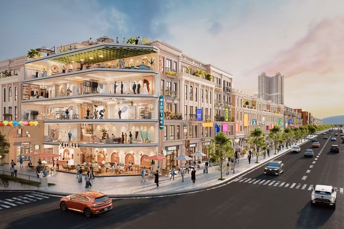 Phối cảnh một dãy phố thương mại trong Vincom Collection