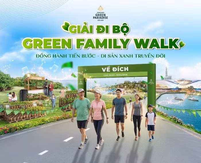 Giải đi bộ Green Family Walk sẽ chính thức diễn ra tại Vinhomes Green Paradise vào ngày 19/4