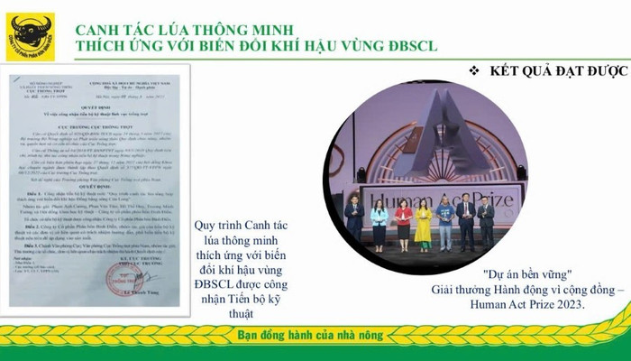 Quy trình canh tác lúa thông minh thích ứng với biến đổi khí hậu vùng Đồng bằng sông Cửu Long được Bộ Nông nghiệp và Môi trường công nhận là Tiến bộ kỹ thuật là một minh chứng cho nỗ lực vì cộng đồng của Công ty Cổ phần Phân bón Bình Điền bfc-3.jpg