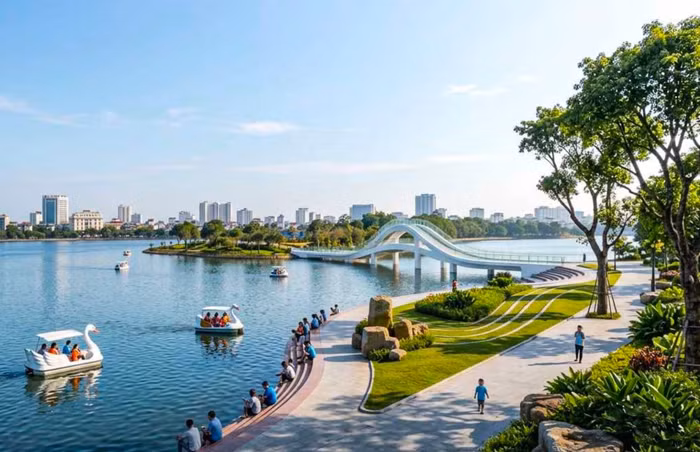 Phối cảnh minh họa không gian cảnh quan mặt nước hồ Thủ Lệ. Ảnh: Đơn vị tư vấn