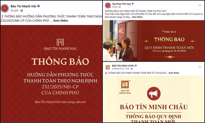 Các doanh nghiệp kinh doanh vàng đồng loạt thông báo quy định mới áp dụng từ ngày 10/10