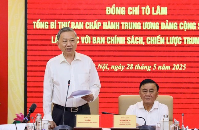 Tổng Bí thư Tô Lâm phát biểu tại buổi làm việc