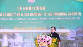 Bộ trưởng Bộ Xây dựng Nguyễn Thanh Nghị phát biểu tại lễ khởi công