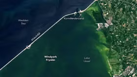 Trang trại điện gió nước ngọt lớn nhất thế giới nhìn từ vệ tinh Landsat 8