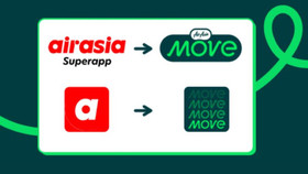 AirAsia Superapp được đổi thành AirAsia Move, biểu tượng chữ "a" màu đỏ cũng được đổi thành "Move" với màu xanh