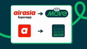 AirAsia Superapp được đổi thành AirAsia Move, biểu tượng chữ "a" màu đỏ cũng được đổi thành "Move" với màu xanh