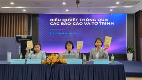 Bà Phan Thị Hồng Vân, Chủ tịch TTC Hospitality (giữa) tại Đại hội cổ đông thường niên của công ty năm 2024