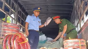 Khám phương tiện vận tải, thu giữ nhiều phụ tùng xe điện 2 bánh có dấu hiệu giả mạo nhãn hiệu