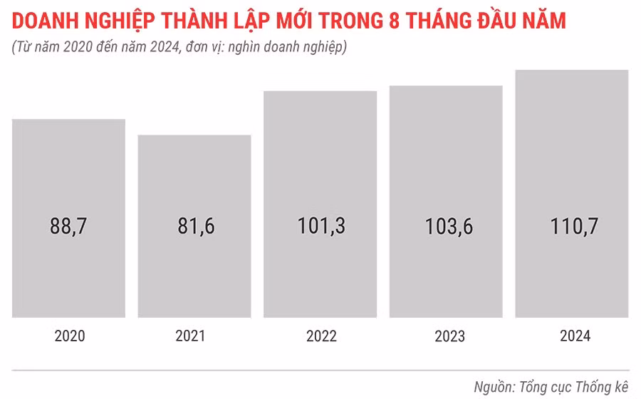 DN thành lập mới trong 8 tháng từ năm 2020 đến 2024.jpg