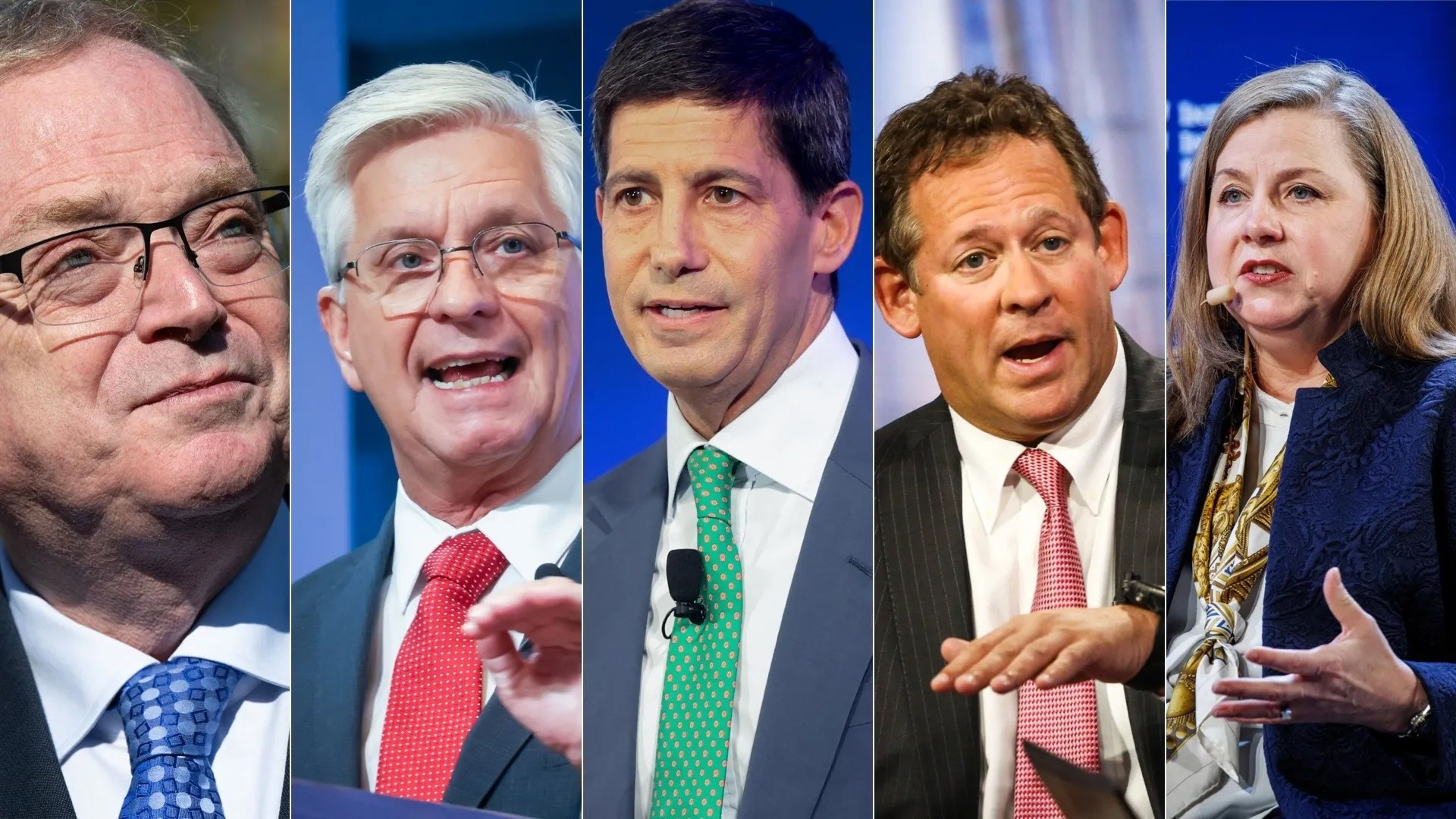 Từ trái sang phải: Giám đốc Hội đồng Kinh tế Quốc gia Kevin Hassett, Thống đốc Cục Dự trữ Liên bang Mỹ Christopher Waller, cựu Thống đốc Fed Kevin Warsh, Giám đốc đầu tư toàn cầu mảng thu nhập cố định của BlackRock Rick Rieder và Thống đốc Cục Dự trữ Liên bang Mỹ Michelle Bowman 1761577322927.jpg