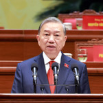 Tổng Bí thư Tô Lâm thay mặt BCH Trung ương Đảng khóa XIV đọc diễn văn bế mạc. Ảnh: TTXVN