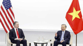 Tổng Bí thư Tô Lâm tiếp Trưởng đại diện Thương mại Hoa Kỳ Jamieson Greer. Ảnh: TTXVN