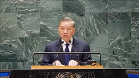 Tổng Bí thư, Chủ tịch nước Tô Lâm phát biểu tại Hội nghị Thượng đỉnh Tương lai, Đại Hội Đồng Liên Hợp Quốc Khóa 79. Ảnh: TTXVN
