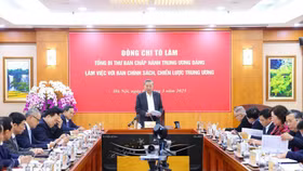 Tổng Bí thư Tô Lâm làm việc với Ban Chính sách, chiến lược Trung ương và một số cơ quan, đơn vị, chuyên gia về nội dung phát triển kinh tế tư nhân